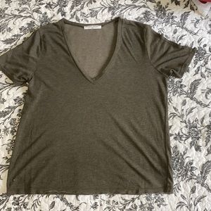 Green V-neck T-shirt